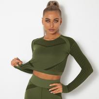 New Sports Tight Fitting Hollow Plastic Top, Quick Drying Running Yoga Suit, Seamless Fitness Long Sleeved Shirt L