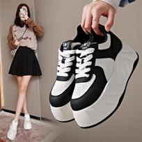 Heels Womens Designer Leisure Sneakers Fashion Casual Microfiber Leather Breathable Height Increased Flat Platform Board Shoes 34 juoda