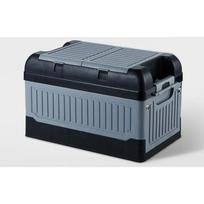 Car Trunk Storage Box 2 Lids Collapsible Multi Compartment Plastic Car Storage Organizer with Waterproof Bag Black Grey