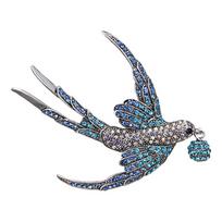 Bird Shaped Brooch Shining Rhinestone Swallow Badge Pin Collar Scarf Clothes Decor Chest Pin BC18Y0222-1