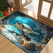 Sea Turtle Rug Velvet Flannel Printed Floor Mat Ocean Design Decorative Carpet Bathroom Home Decor 40x60cm