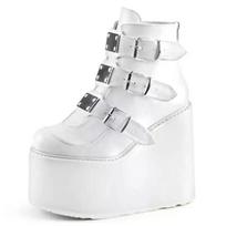 Thicken Platform Ankle Boots Women Strap Decorating Buckle High Wedges Shoes Women Boots Mixed Colors Heightening Shoes Short Boots 35