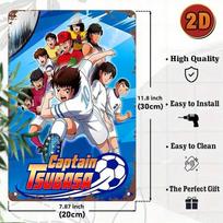 Metal Canvas Wall Art Anime Style Captain Tsubasa Soccer Team Decor 20x30cm