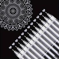12Pcs/Set Extra Fine 0.5 Mm Gel Pens | White Golden Silvery Gel Ink Pens For Black Paper Drawing, Sketching