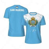 Fashionable San Marino Flag Pattern T-shirt Summer Sports 3D National Emblem Printed Top Comfortable Loose Men's Football Sweatshirt L