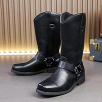 Men's Large Size Fashionable High-top Leather Knight Boots - Trendy British Style Size 46