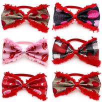 50pcs Cute Plush Valentine's Day Style Pet Dog Bowtie Adjustable Dog Collar Pet Bow Neckties for Small Dog Pet Supplies Red Bows