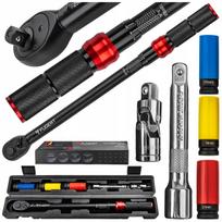 Dinamometrinis raktas 1/2" 20–210 Nm ratų veržlių galvučių rinkinys