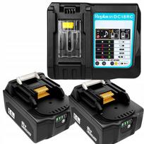 Akumuliatoriai Makita 18V 6Ah BL1840 BL1850 su įkrovikliu 14.4–18V, 2 vnt.