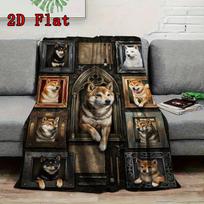 Shiba Inu Gallery 2D Flat Pattern Flannel Blanket, High quality All Seasons, Home Decor, Warmth and Comfort, Perfect for Christmas Gifts. 80cm x 120cm įvairiaspalvis