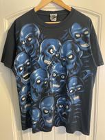 Vintage Liquid Blue Skull Pile T-Shirt 2001 Size Large XL