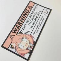 Cute Anya Spy Anime Sticker, Pink Girl Vinyl Decal, Warning Design for Car Rear Mirror Interior Decoration Accessories 15x7cm