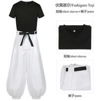 Anime Toji Fushiguro Cosplay Kostiumas Perukas Vienodas Burtininkų Žudikas Su Aksesuarais Viršus Kelnės Kostiumas Helovino Kostiumas Batai Moterims Vyrams S white