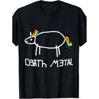 Vyriški sunkiasvori 180 gsm Mirties Metalo Vienaragio Grafikos unisex marškinėliai - Kraštutiniai Gotikiniai Muzikos Festivalio Marškinėliai su Vaivorykštės Juostelėmis & Drąsiu  Death Metal  Užrašu, P 5XL įvairiaspalvis