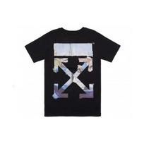 Off-White Oversize Aliejinės tapybos Strėlės rašto Medvilniniai apvalios kaklo marškinėliai Vyriški viršutiniai drabužiai Juodi OMAA038R191850121088 L black