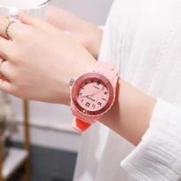 Kids Exam Watch Girls Boys Elementary School Waterproof Imitation Drop Macaron Little Fresh Sport Jelly Candy Color white