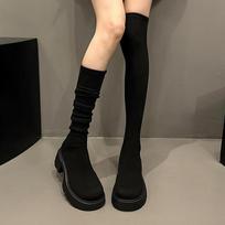 Fashion Women High Boots Platform Designer Winter Shoes Flats Over The Knee Fashion Sock Boots 2025 New Cozy Dress Chelsea Botas Mujer 35