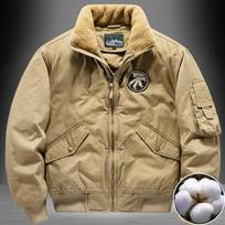 Winter Pilot Jacket Jacket Men's Tooling Cotton-padded Jacket Casual Embroidery Fleece Thickened Large Size Cotton-padded Jacket M