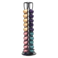 Large Capacity Coffee Pod Holder 360 Degree Rotatable Save Space Coffee Capsule Rack 40pcs Coffee Capsule Metal for Nespresso
