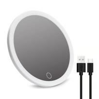 10/20/30X Didinantis veidrodis su 3 spalvų LED apšvietimu, siurbtuku, pritemdomas, įkraunamas USB, nešiojamas, kelioninis, rankinis, vyrams, moterims, makiažo kosmetinis veidrodis 10X balta