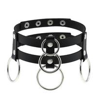 DIEZI Harajuku Black PU Leather Choker Necklace designed for Women Men Punk Gothic Round Heart Star Statement Pendant Tassel Necklace