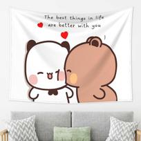 Peach And Goma Bubu Dudu Balloon Tapestry Wall Hanging Aesthetic Home Decor Tapestries for Living Room Bedroom 74x94cm(29x37in)