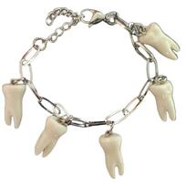 Trendy Gothic Style Hand Chain Ti Steel Bracelet Wrist Chain With Resin Teeth Pendant Perfect For Daily Wear 1