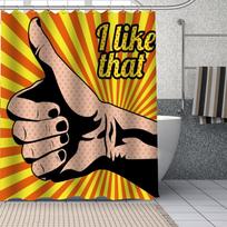 Comic-Pop Art City Explosion Humor Expressions Shower Curtains Bathroom Curtain Fabric Washable Polyester For Bathtub Decor Set W60H190(CM)-1 Pcs