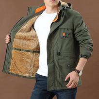Winter Fleece Thickened Multi-pocket Tooling Cotton-padded Coat Men's Large Size Loose Outdoor Mountaineering Jacket Thermal Jacket M