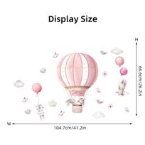 Cartoon Cute Rabbit Hot Air Balloon Clouds Large Wall Stickers for Kids Room Living Room Nursery Decoration Children Wall Decals 30x60CM 2pcs