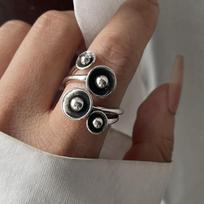 925 Sterling Silver Rings For Women Geometric Fine Jewelry Finger Adjustable Simple Retro Flower Ring For Party Birthday Gift resizable