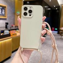 Liquid Silicone Crossbody iPhone 17 Pro Max Case with Lanyard - Drop-proof for iPhone 16/15/14/13/12 iPhone 16 brown