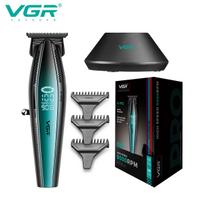 VGR V-992 Professional Electric Push Shear Metal Mecha Wind Body Men with Base Hair Clipper Digital Display Oil Head Carving Safe and Skin-friendly