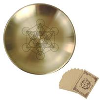 Pentagram Altar Ritual Burning Holder Plate Stainless Steel Durable Burning Flat Bowl 14cm Multi-purpose Altar Bowl