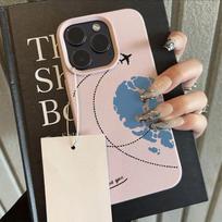 Couple Map Airplane Love Heart Phone Case for iPhone 17Air 16 15 14 13 12 11 Pro Max Long Distance Relationship Shockproof Cover iphone 17 Air