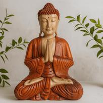 Buddha Statue Hand Carved Suar Wood 60cm
