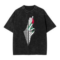Palestinian Flag T-Shirt Palestine Map Novelty T Shirts Short Sleeve Street Style Tops Summer Cotton Breathable Big Size Clothes S