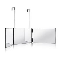 Portable 360 Trifold Mirror Height Adjustable Telescoping Hook Foldable Design For Self Hair Cutting Makeup Shaving Hair Styling