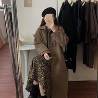 Women's Long, Thick Coat with Horn Buttons – Japanese-style Outerwear for Autumn and Winter S ruda