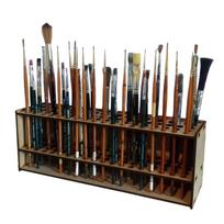 67 Holes Wooden Brush Holder Artist Desk Organizer Wall Mounted Freestanding Detachable Holder Makeup Brush Shelf CN