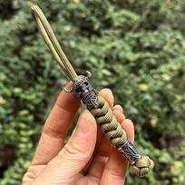 Paracord Viking-Style Camouflage Green Keychain Pendant Approximately 14 cm