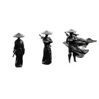 Ancient Chinese Warrior Swordsman Statue Miniature Resin Ornament for Car Dashboard Tabletop Display Decorative Figurine Unique Gift for Kung Fu 3pcs
