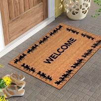 Green Leaves  Welcome  Area Rug, Soft Non-Slip Indoor Outdoor Floor Mat for Entrance and Living Room Decor 40x60cm