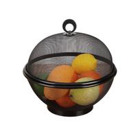 Metal Mesh Fruit Basket with Lid 28Cm/11.02in Iron Produce Bowl for Ventilated Kitchen Countertop and Table Storage
