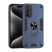 Armor Case For OPPO A16 A16S A17 A17K A18 A36 A38 Full Body Rugged Protective Car Magnetic Ring Stand Hard Phone Cover For OPPO A16 mėlyna