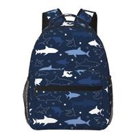 Cute Cartoon Sharks Travel Backpacks for Women Men Boys Girls Student Bookbag Durable Casual Daypack Lightweight Laptop Backpack