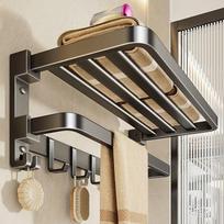 No-Drill Gunmetal Grey Bathroom Storage Shelf Set