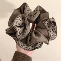 Leopard Print Satin Scrunchie - Large, Luxurious Bun & Ponytail Tie for Women