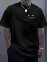 Summer Mens Simple Printed Tshirt in Milan Style  Italian Outdoor Casual Breathable Mens Clothing  Pure Cotton Short Sleeve M