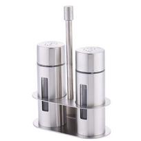 Castor Stainless Steel Salt Pepper Shaker Set Odor-Free Spice With Stand Condiment Box Cooking Seasoning Bottle Kitchen Tools gray